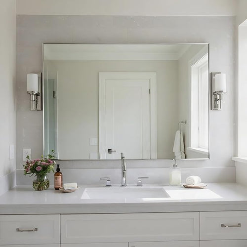27x36 Inch Nickel Bathroom Mirror by Bonverre