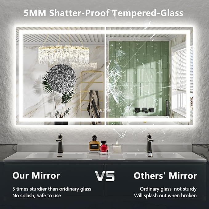 66x36 Inch LED Bathroom Mirror - Image 6
