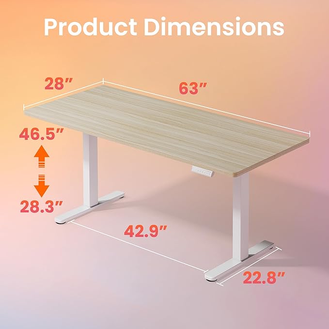 HUANUO 63 x 28 inch Electric Standing Desk Adjustable Height, 4 Memory Height - Image 2