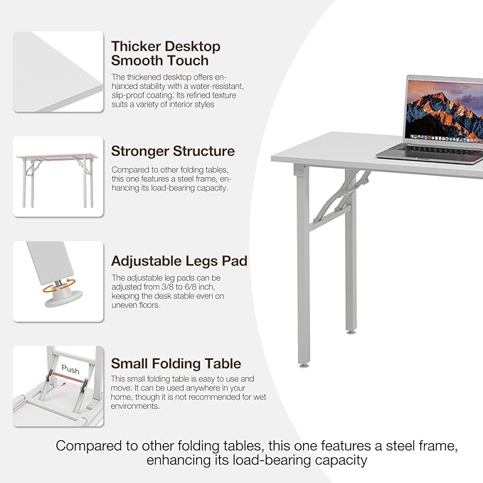 TEMI Small Computer Desk Folding Table - Image 8