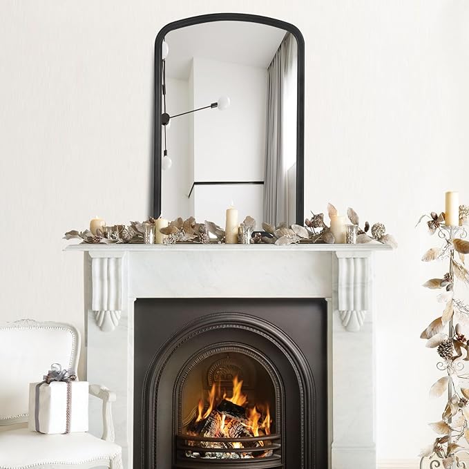HOMECOOKIN Wood Arched Mirror for Bathroom - Image 6