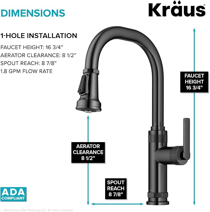 KRAUS Allyn Industrial Pull-Down Single Handle Kitchen Faucet in Spot-Free - Image 5