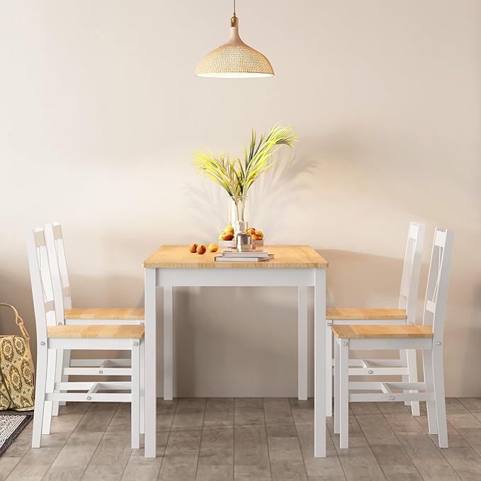 soges 5 Pieces Dining Table Set, Pine Wood Kitchen Table - Image 5