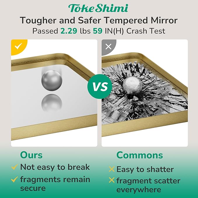 TokeShimi 48x24 Brushed Gold Bathroom Mirror - Image 5