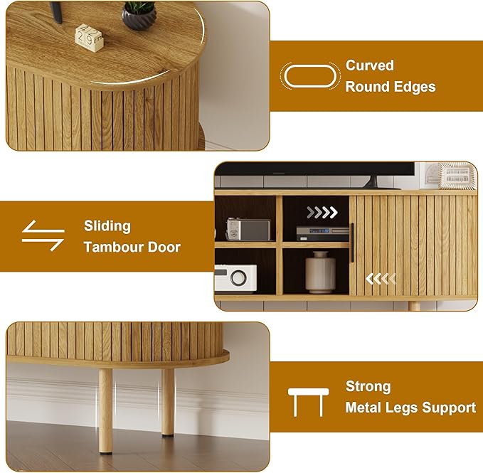 GarveeHome 47.2" TV Stand, Modern TV Console Table - Image 3