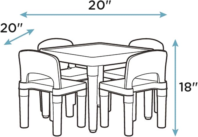 Humble Crew Kids Plastic Table and 4 Chairs Set, Toddler Playroom Activity - Image 7