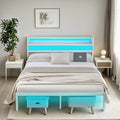 Queen Bed Frame with Headboard, Heavy Duty Steel Slats Support-LED Bed Frame by CLIBFENG