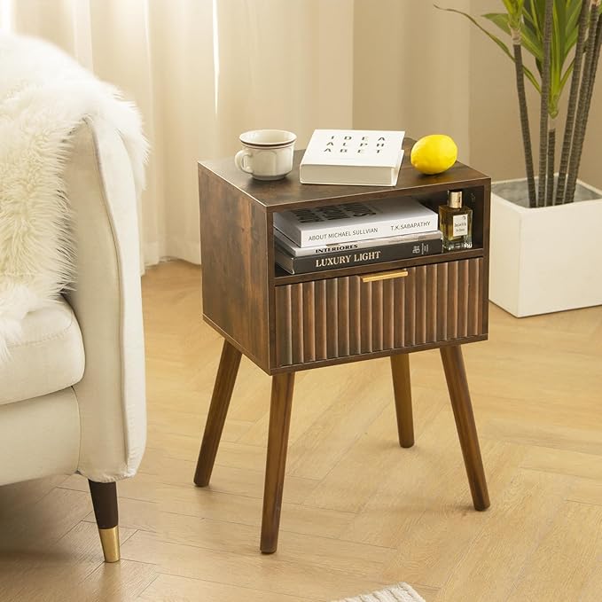 Walnut Nightstand, Wooden Bedside Table - Image 2