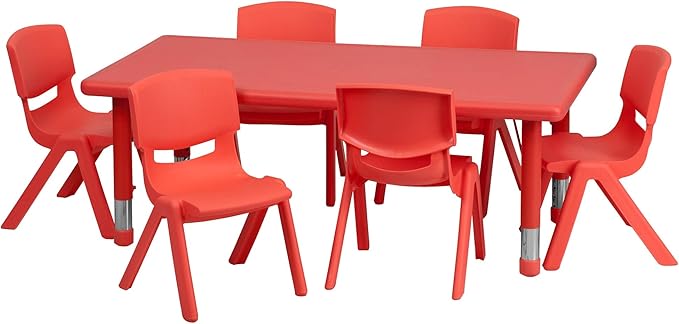 Flash Furniture Emmy 24''W x 48''L Rectangular Red Plastic Height Adjustable by FlashFurniture