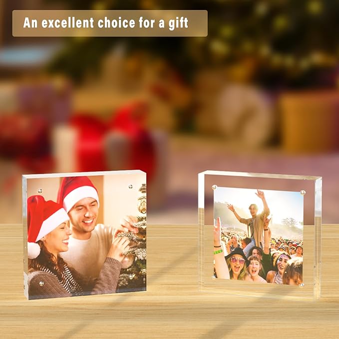 HELPLEX 5 Pack 5x5 Acrylic Picture Frames, 20mm Thicker Frameless Clear Frame - Image 7