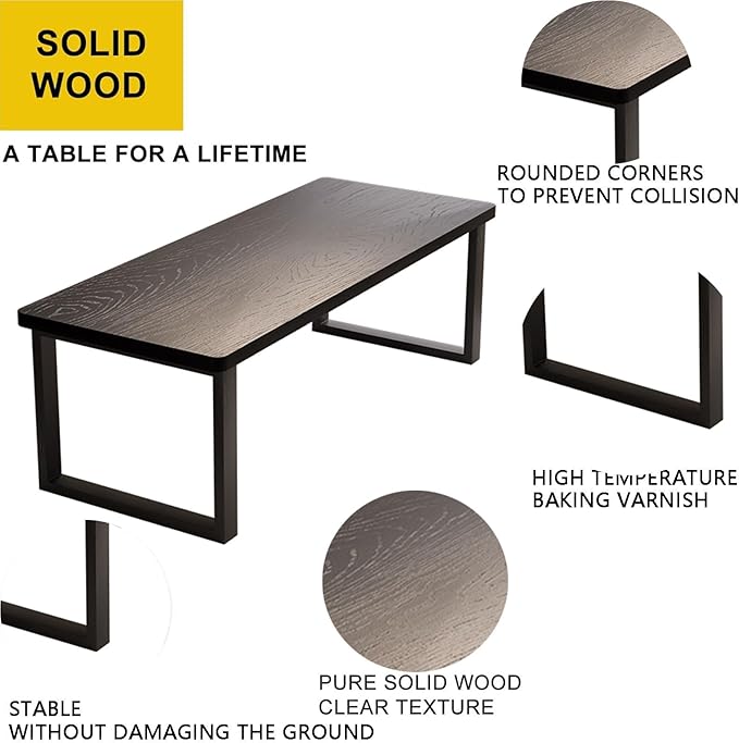 Solid Wood Dining Table for 4-8 People, 63 inch Long Farmhouse Kitchen Dining - Image 7