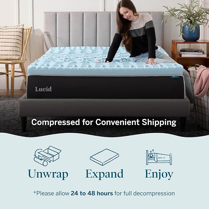 LUCID Cooling Gel, 3 Inch, 5 Comfort Zone Infusion, Plush Memory Contour - Image 5