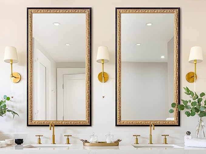 51.5”x28” Black Large Vintage Mirror, Ornate Baroque Decorative Mirror - Image 5