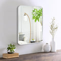 Wall Mount Small Mirror, Brushed Silver Metal Framed Rounded Corner Rectangular by Minuover