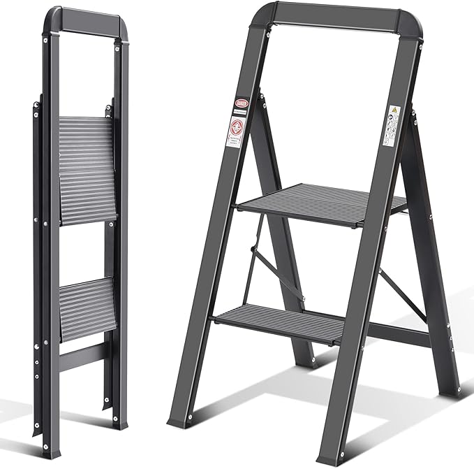 KINGRACK Step Ladder, 2 Steps, Folding Step Ladder - Image 8