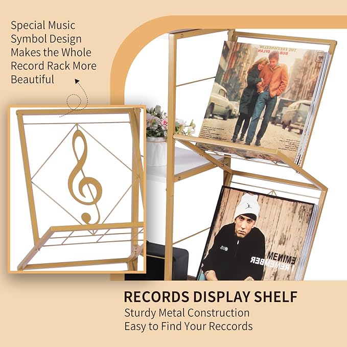Record Player Stand with Vinyl Record Storage, Turntable Stand with 4-Tier - Image 5