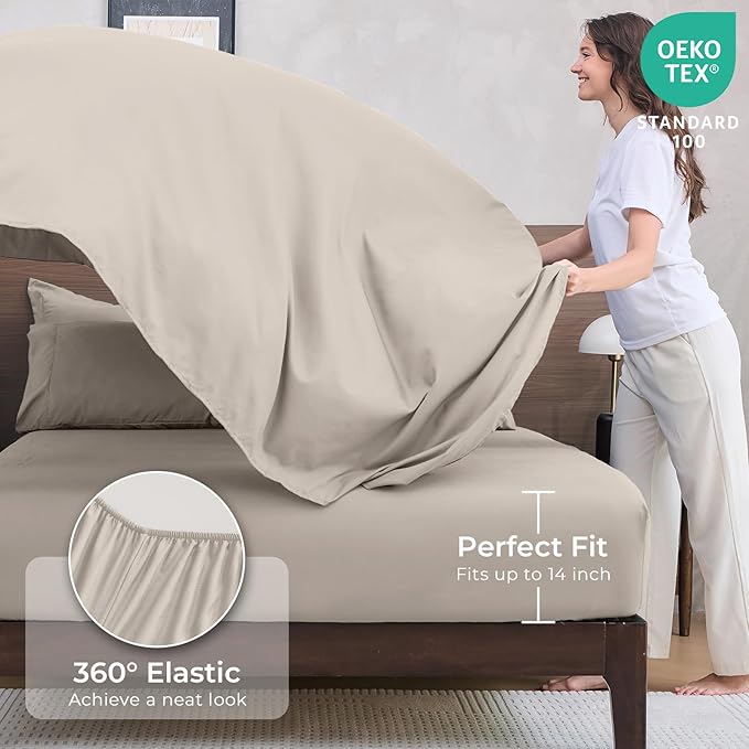 HEVUMYI Beige Tan Cali-King Comforter Set - Image 5