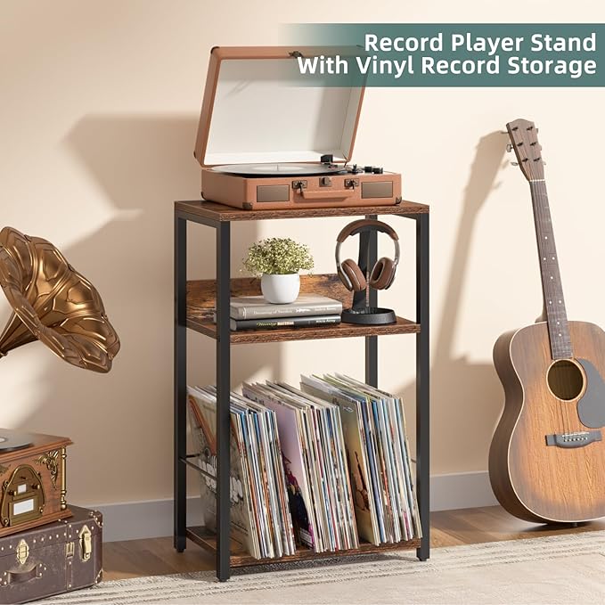 LELELINKY Record Player Stand, 3-Tier End Side Table - Image 7