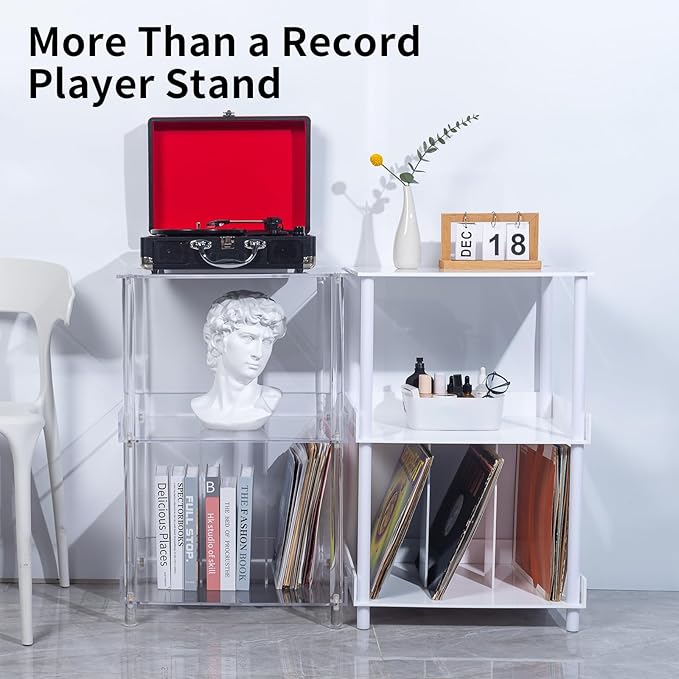 Antilope 18x14 White Acrylic Record Player Stand - Image 5