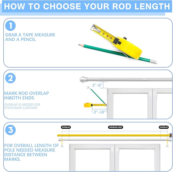 Curtain Rods for Windows 16 to 136 Inches, Curtain Rod Max Adjustable Length of - Image 4