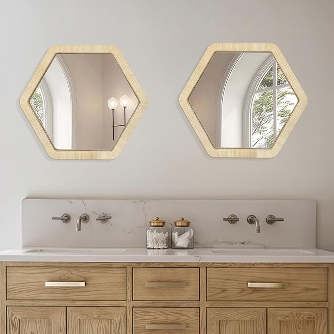 ULIKE Rattan Mirror for Wall, Bathroom 24 Inch Rustic Farmhouse Wall Decor - Image 5