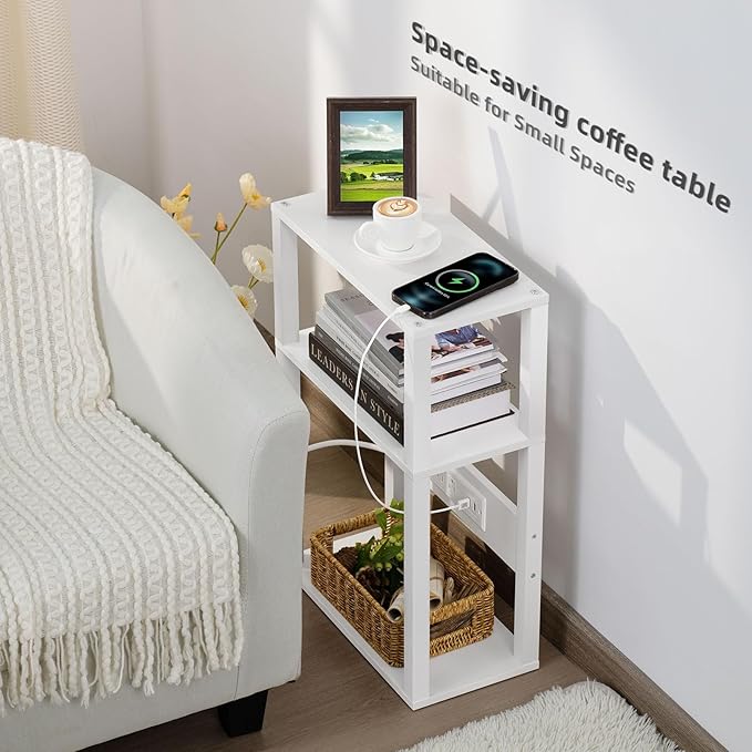 3-Tier Small Narrow Wood Side Table Set of 2 - Image 4