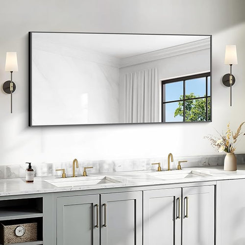 24x48 Inch Large Black Mirror for Bathroom, Bathroom Mirror for Wall Over Sink by Unknown
