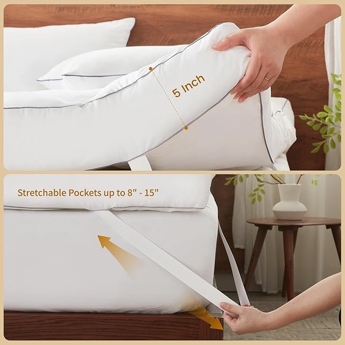 Decroom 5 Inch Memory Foam Mattress Topper Full Size, Filled - Image 5