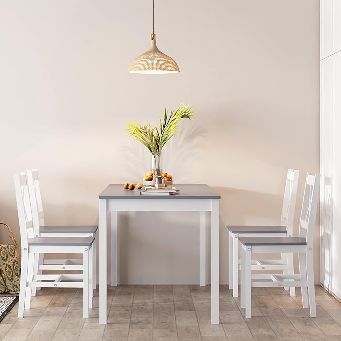 SogesPower Dining Table Set for 4, 5-Piece Wood Kitchen Dining Table Set - Image 4