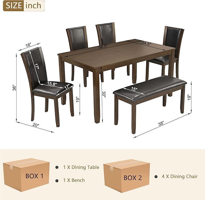 soges 6-Piece Large Dining Table Set - Image 5