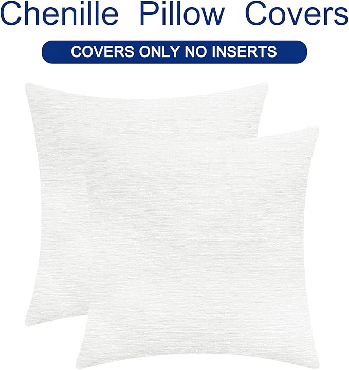 CaliTime Throw Pillow Covers Decorative 26 X 26 Inches Pack of 2 Cozy Chenille - Image 6