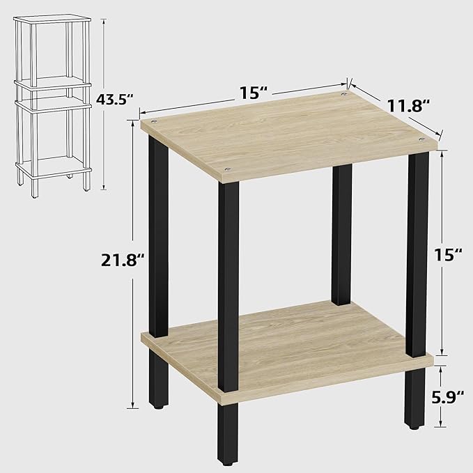 TUTOTAK End Table, Side Table, Nightstand, 2-Tier Storage Shelf, Sofa Side Table - Image 3