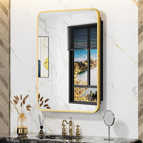 20x28 Inch Gold Recessed Medicine Cabinet by ACEMIRO