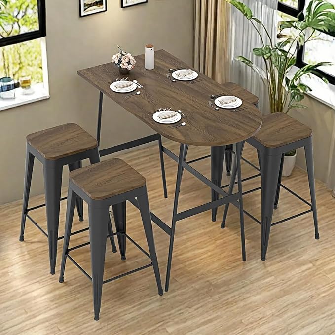 24 inch Backless Bar Stools Set of 4, Indoor Metal Bar Stools - Image 8