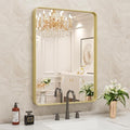 WEER Gold Bathroom Mirror, 22X30 Inch Brushed Gold Metal Frame Mirror, Rounded by WEER