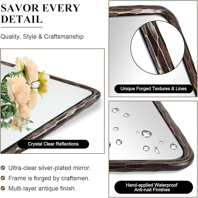 ANDY STAR Hand-Forged Bronze Bathroom Mirror - Image 3
