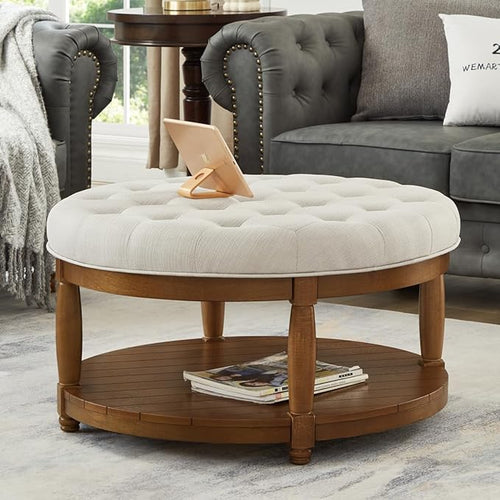 24KF Upholstered Round Coffee Table by WEMARTHOMEDECOR