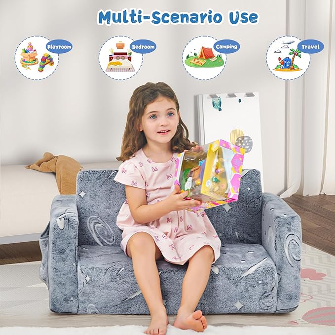 Toddler Couch, Toddler Chair, 2-in-1 Baby Seat Furniture Fold Out, Convertible - Image 4