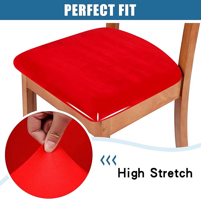 Smiry Velvet Seat Covers for Dining Room Chair Set of 2, Stretch Fit Removable - Image 4