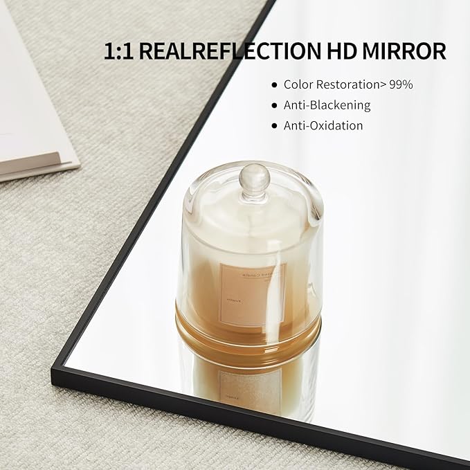 Black Bathroom Mirror for Wall, Rectangle Mirrors - Image 7