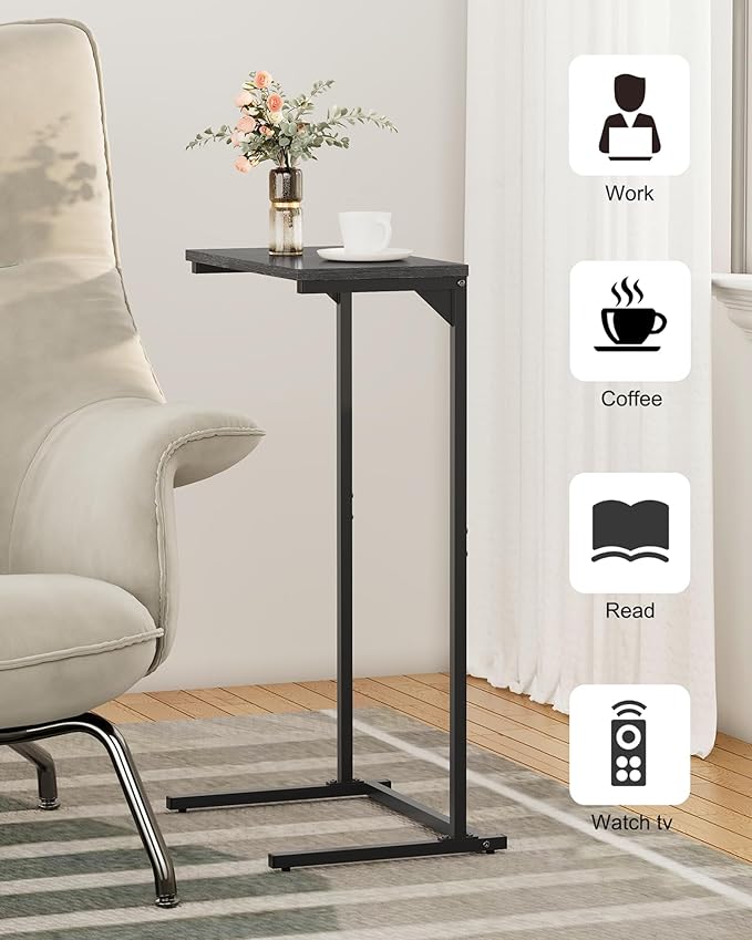 TUTOTAK C Shaped End Table, Tray Table, Small Side Table, 28.7 inch Tall Couch - Image 4
