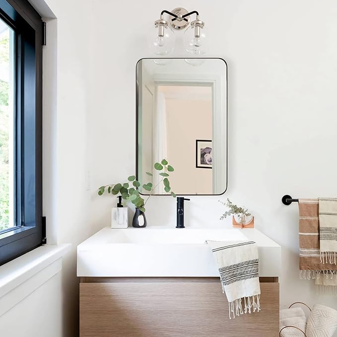 ANDY STAR Bronze Mirror for Wall, 30x36” Rounded Rectangle Bathroom Mirror - Image 7