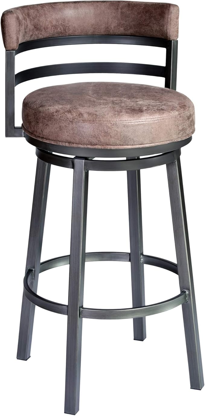 Armen Living Madrid 26" Seat Height Swivel Bandero Tobacco Faux Leather and by ArmenLiving