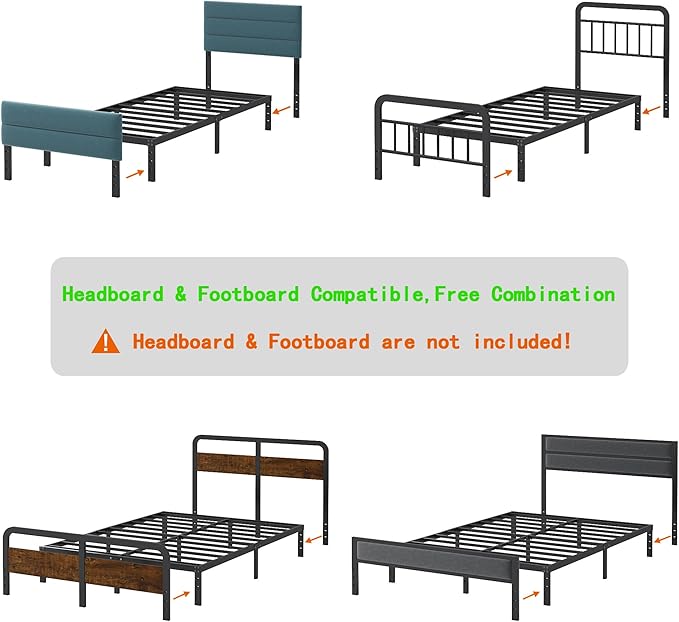 12 Inch Twin Bed Frames, Heavy Duty Metal Bed Frame Twin Size, No Box Spring - Image 5