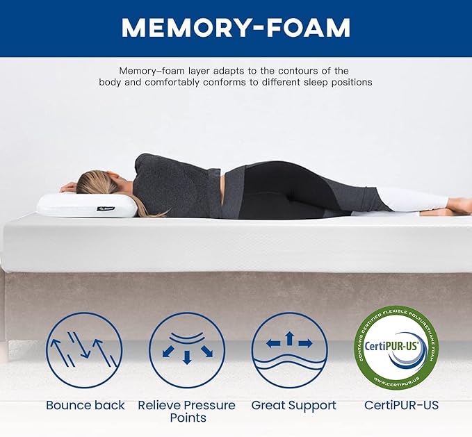 FDW | 10 Inch Full Mattress | Medium Firm | Gel Memory Foam Mattress | White | - Image 4