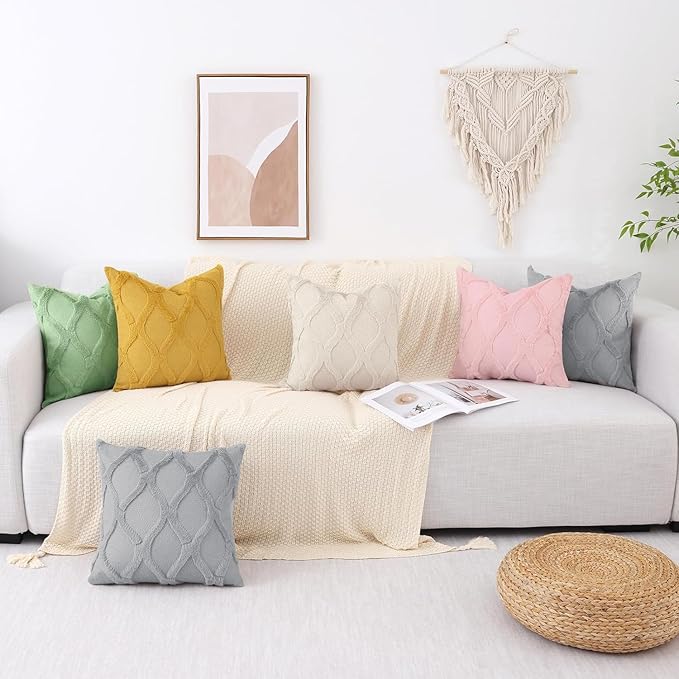 decorUhome Throw Pillow Covers 18x18 Inch Set of 2, Soft Plush Faux Fur Wool - Image 8