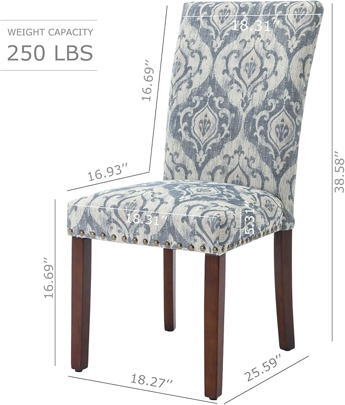 COLAMY Upholstered Parsons Dining Chairs Set of 2, Fabric Dining Room Kitchen - Image 3