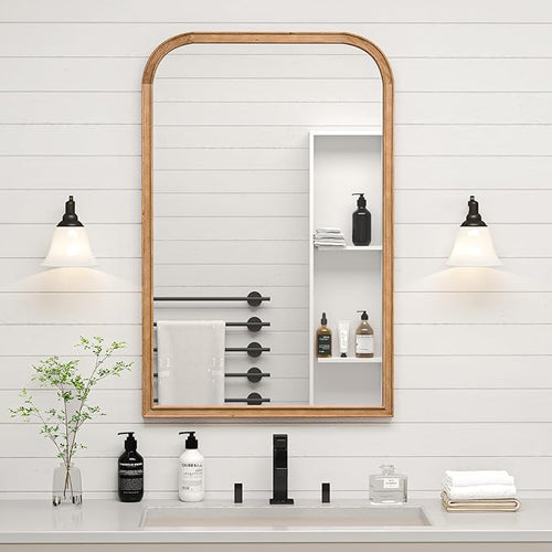 24"x36" Solid Wood Bathroom Mirror Tempered Glass - Image 2