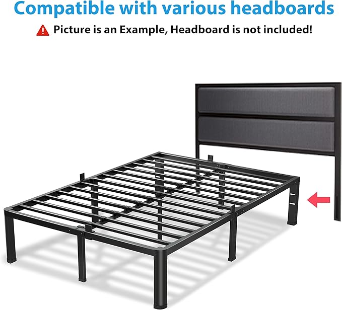 14 Inch California King Bed Frame, 3500Lbs Heavy Duty Metal Platform - Image 7