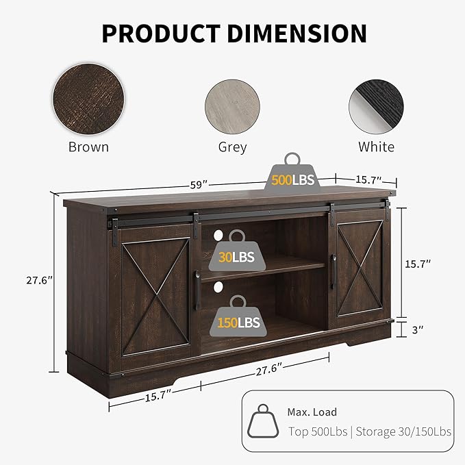 CABIHOME Farmhouse TV Stand and Entertainment Center - Image 2
